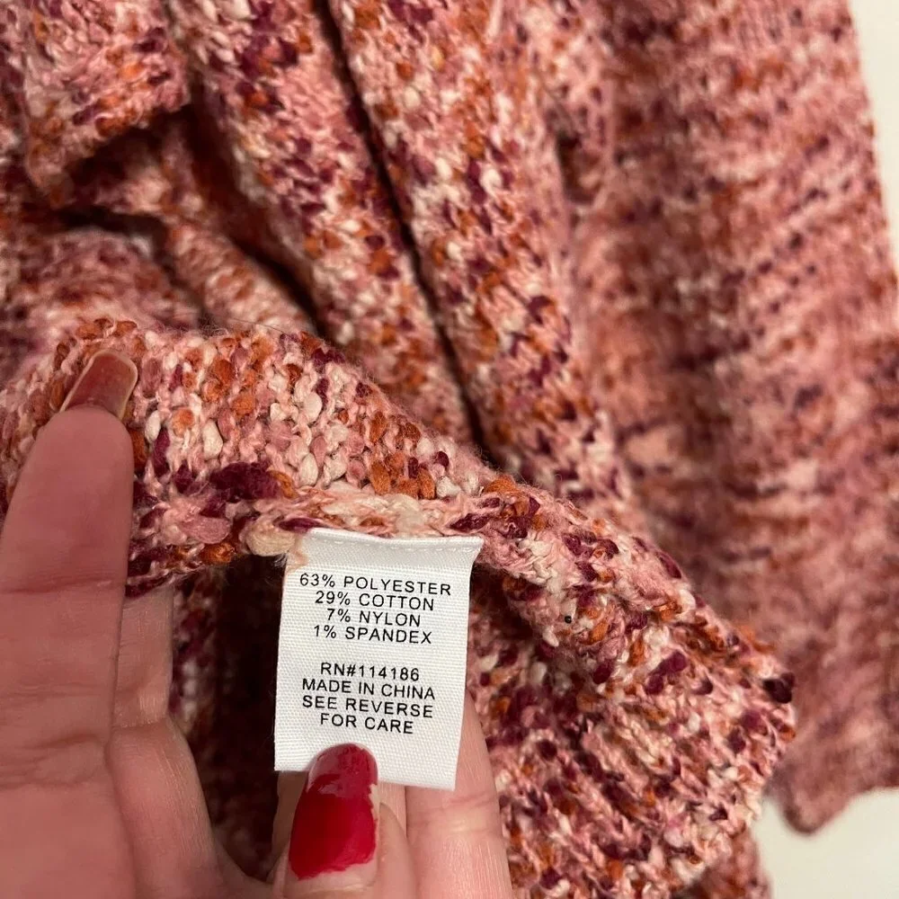 Adyson Parker Women's NWT Pink Open Chunky Knit Waterfall Cardigan Sweater Large